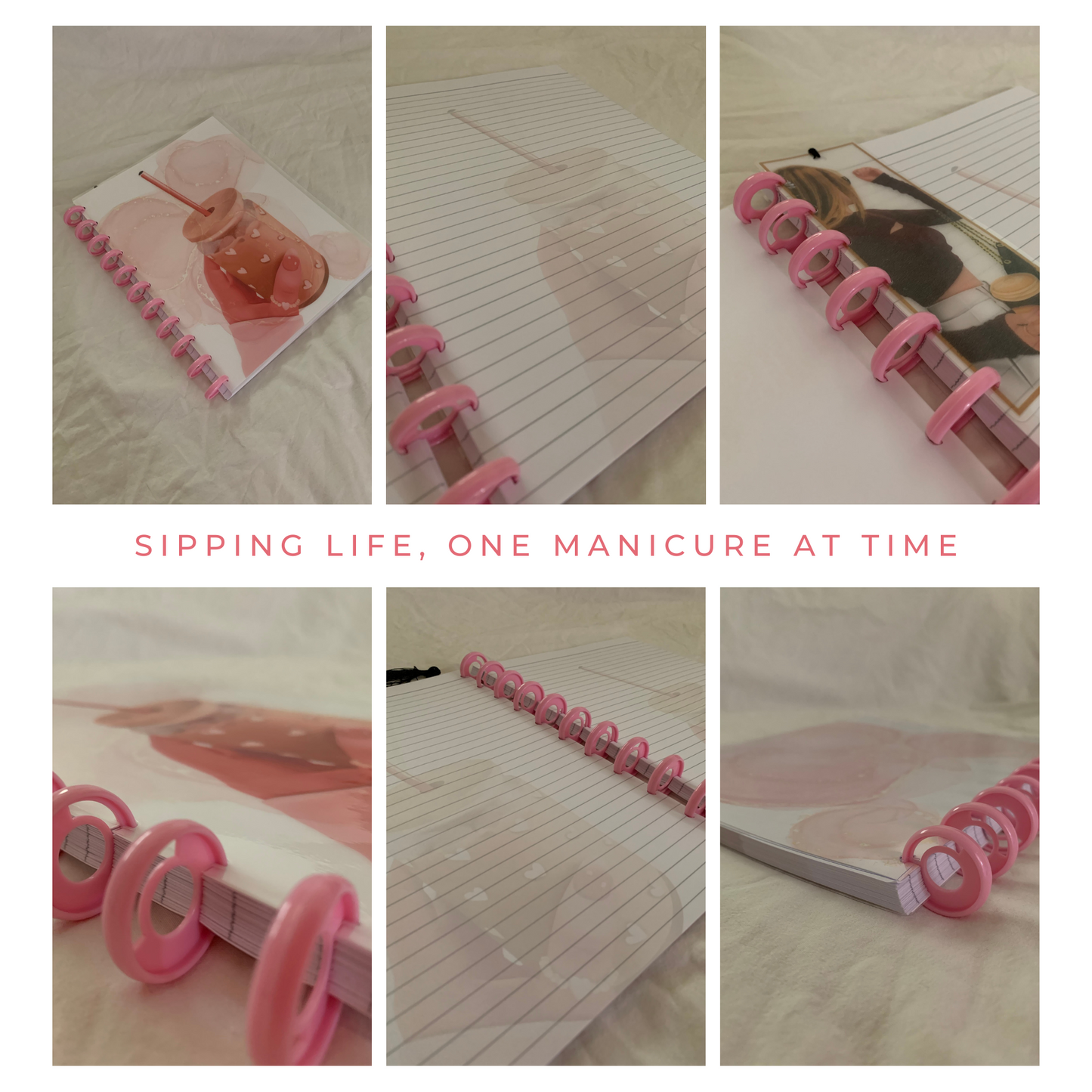 Sipping Life, One Manicure at a Time Journal | Discbound Lined Journal