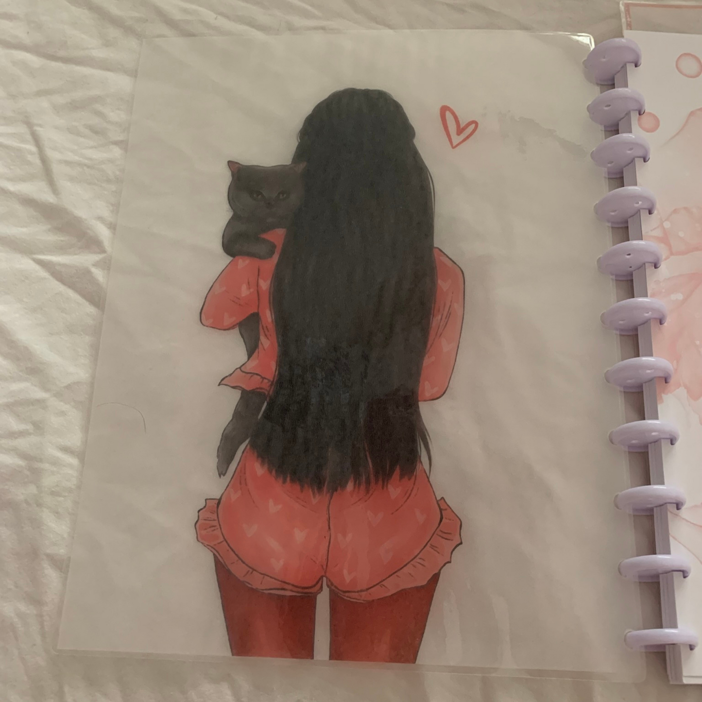 IPLActivities Whiskers and Love Discbound journal or notebook to write about your purr-fect friend or what inspires you! It includes 120 pages (60 sheets front and back). This picture showcases our 3mil laminated vellum cover.