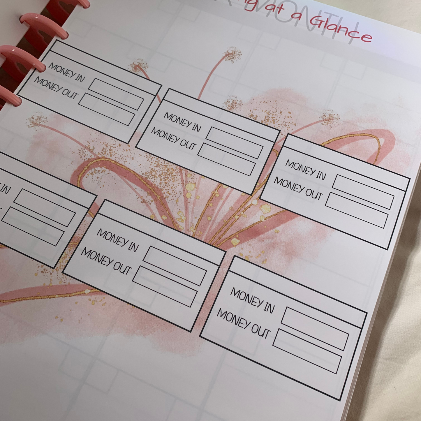 Simple Chic and Pink Budget Planner for Beginners| 12 Month Undated Discbound Budget Planner