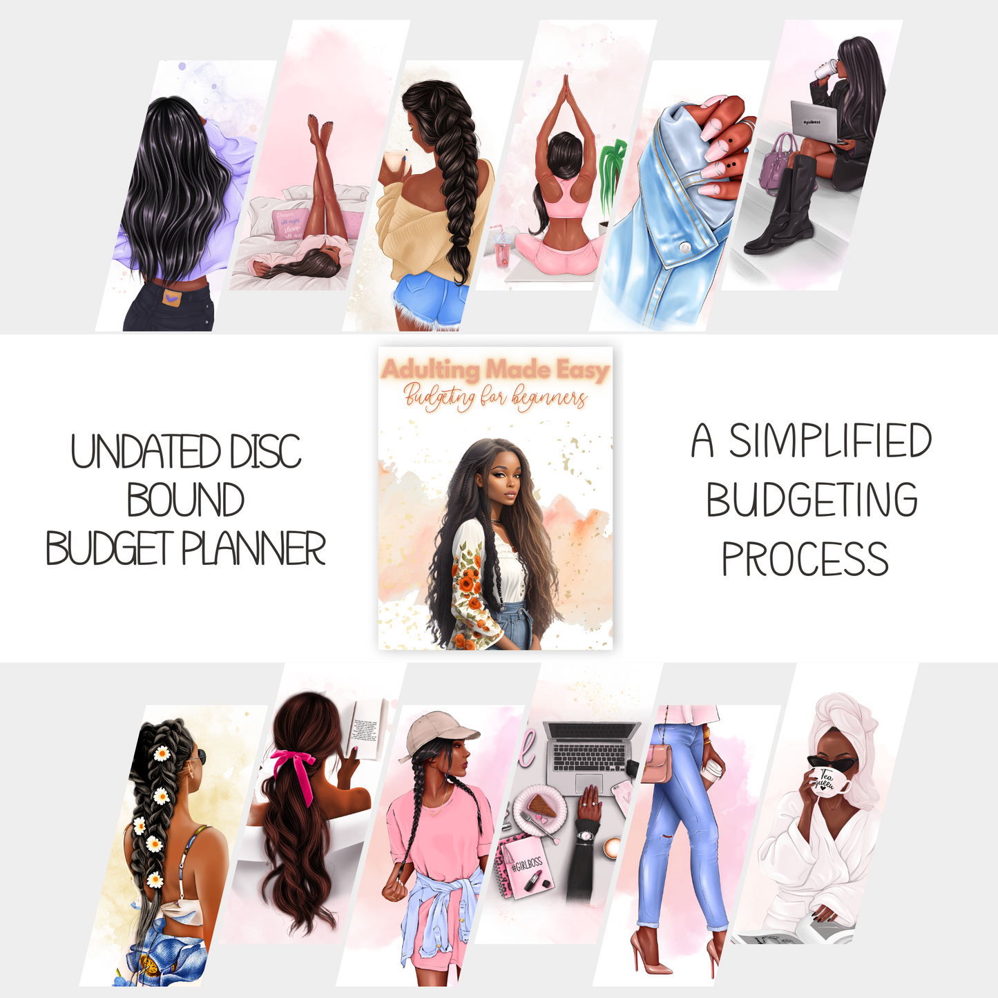 Budgeting for Beginners| Undated Six Month Discbound Budget Planner for black women (ZW)