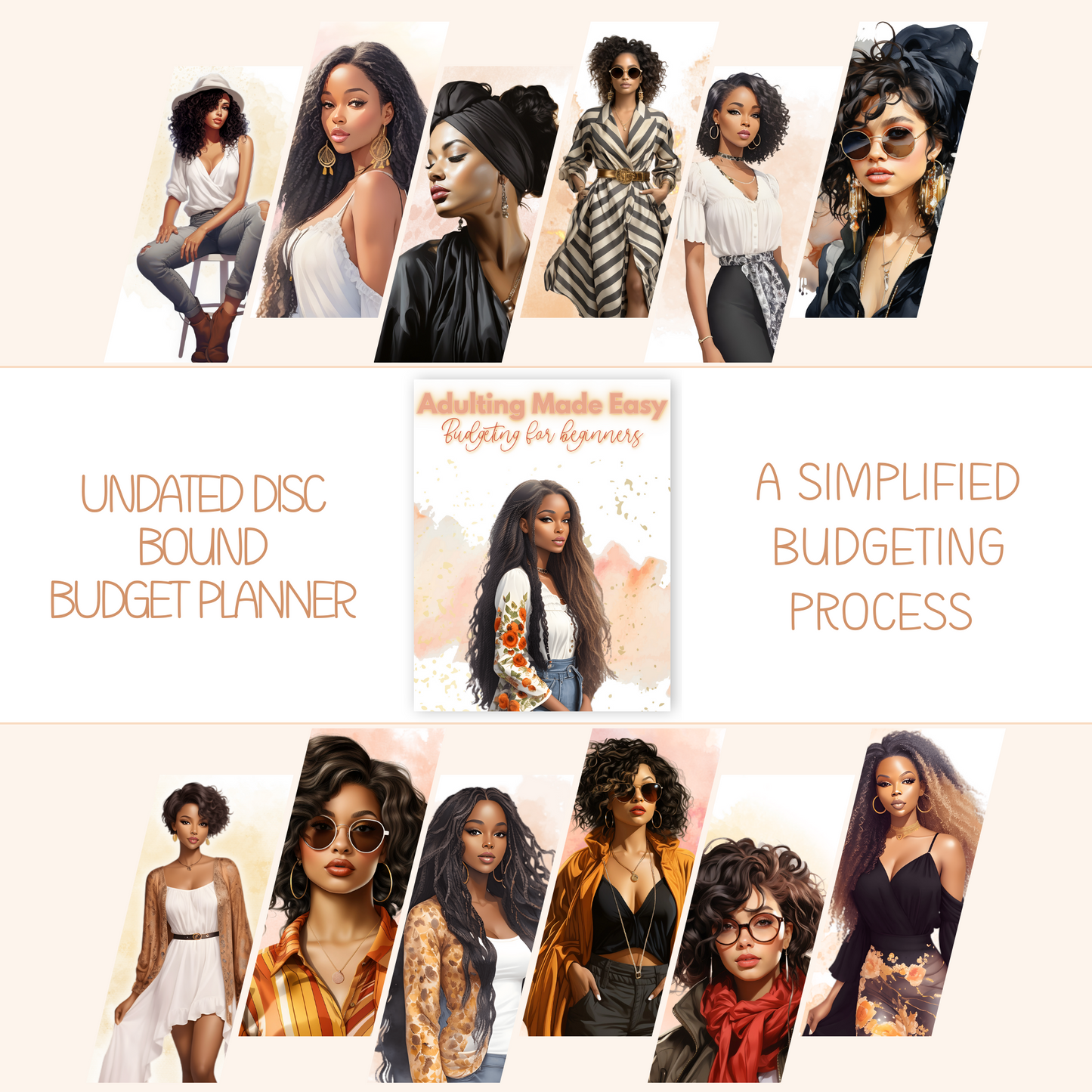Sunkissed Love Budget Planner for Beginners| 12 Month Undated Discbound Budget Planner for Black Women