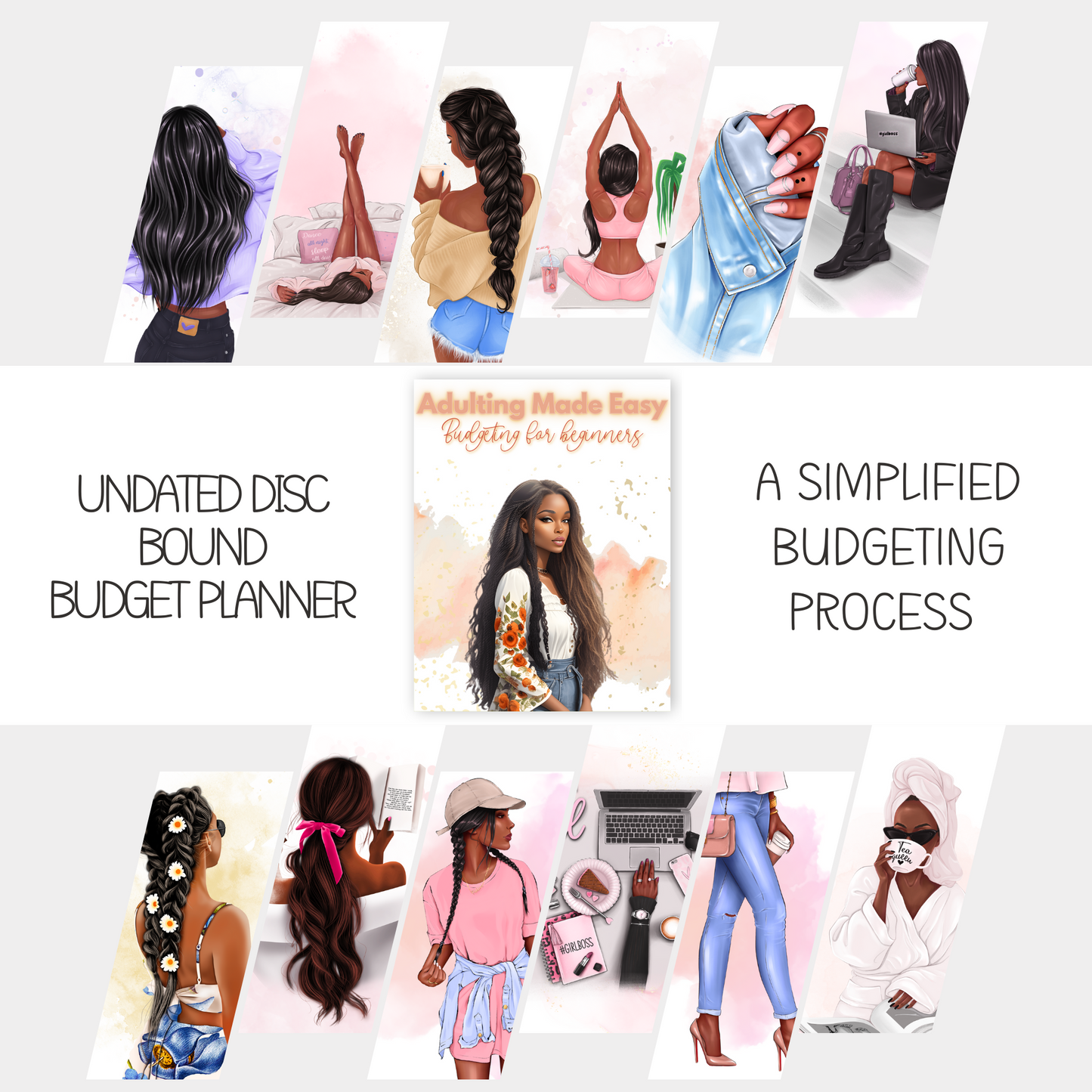 Budgeting for Beginners| Undated Six Month Discbound Budget Planner for black women  (ZW)