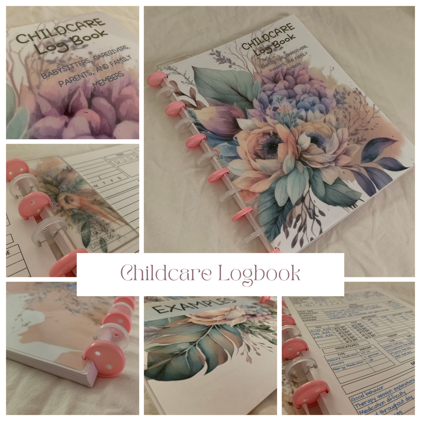 Childcare Logbook (white and pink discs)